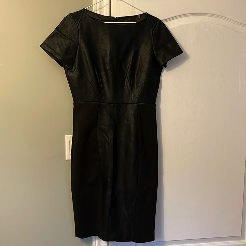 Tahari mid length black dress